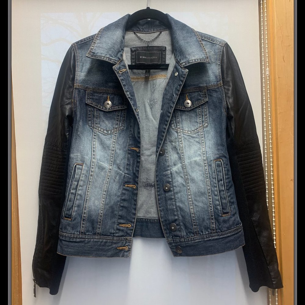 BCBGMaxAzria Denim and Leather Jacket